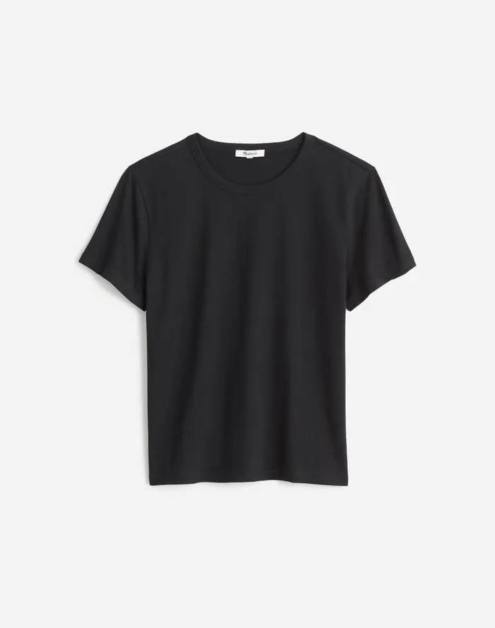 Women Tees Madewell Plus Cotton Perfect Crewneck Tee Jet Black