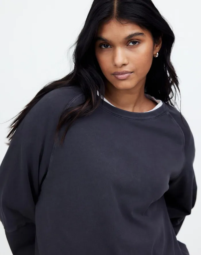 Women Tees Madewell Plus Relaxed LongSleeve Raglan Tee Black Coal