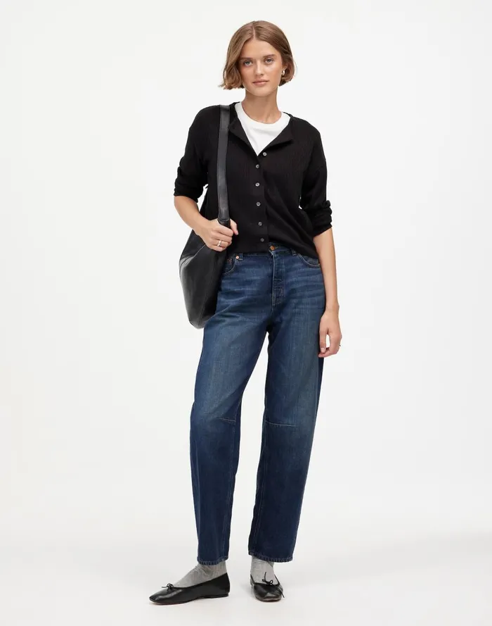 Women Tees Madewell Relaxed ButtonFront Cardigan Jet Black