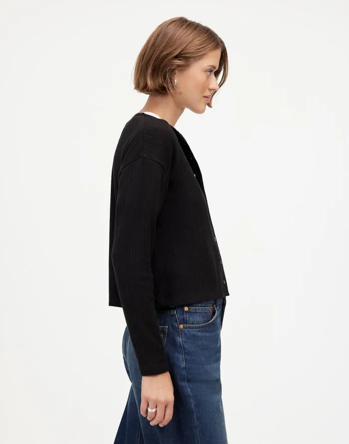 Women Tees Madewell Relaxed ButtonFront Cardigan Jet Black