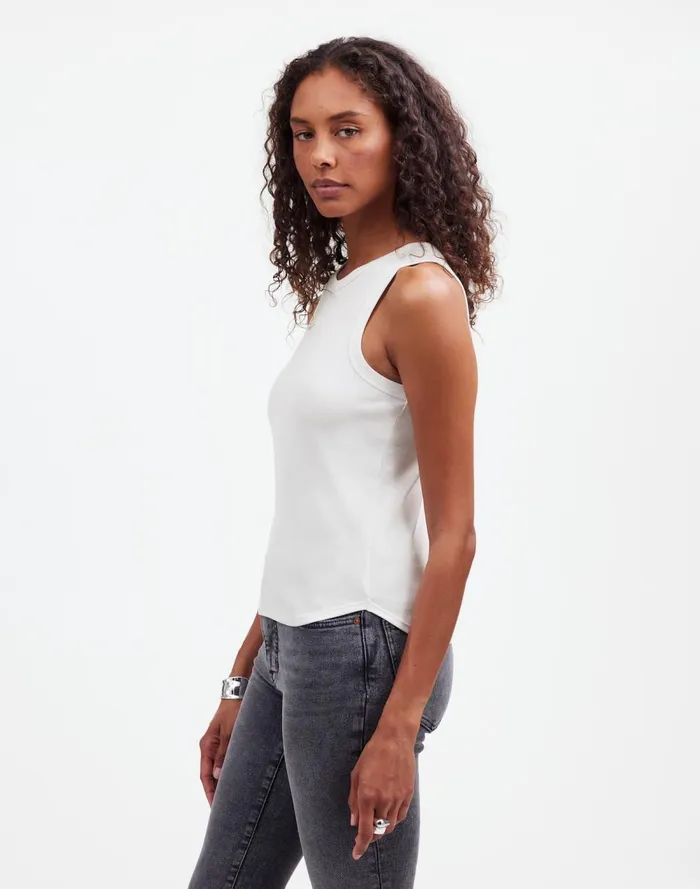 Women Tees Madewell Ribbed Cutaway Tank Eyelet White