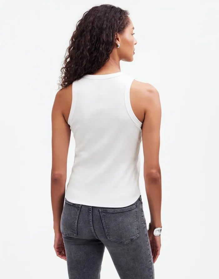 Women Tees Madewell Ribbed Cutaway Tank Eyelet White