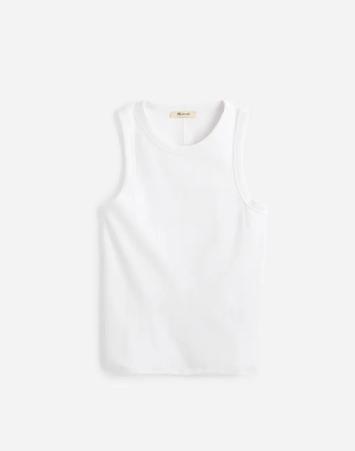Women Tees Madewell Ribbed Cutaway Tank Eyelet White