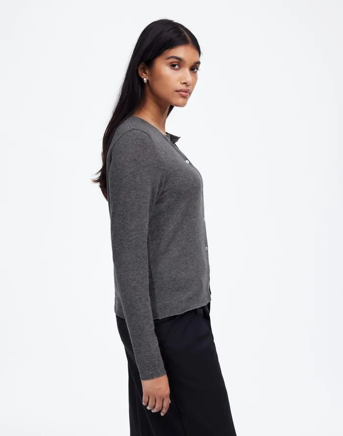 Women Tees Madewell WoolBlend Crewneck Cardigan Hthr Coal