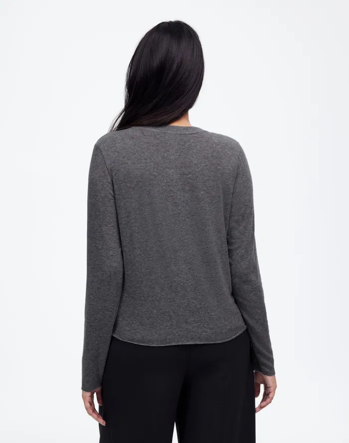 Women Tees Madewell WoolBlend Crewneck Cardigan Hthr Coal