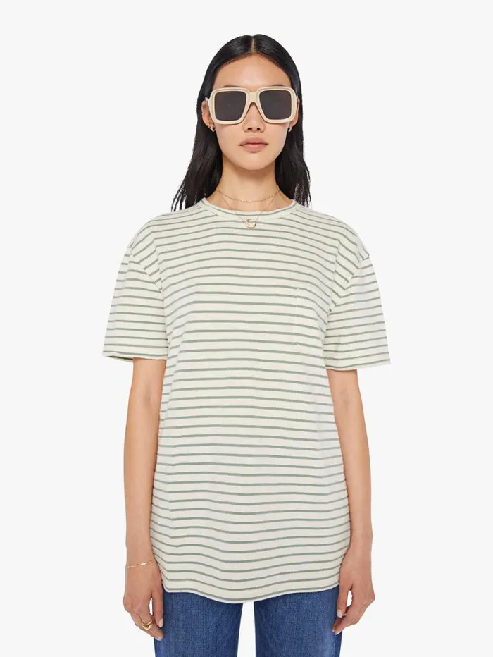 Women Tees Tanks Mother Denim Guerreiro Tee Green Bay Stripes