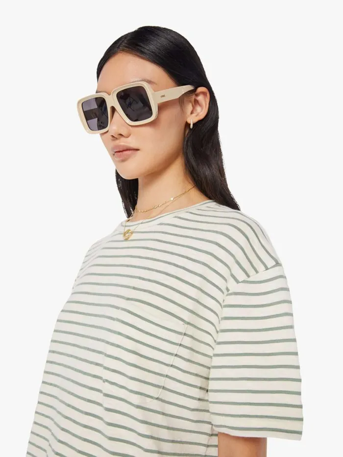 Women Tees Tanks Mother Denim Guerreiro Tee Green Bay Stripes