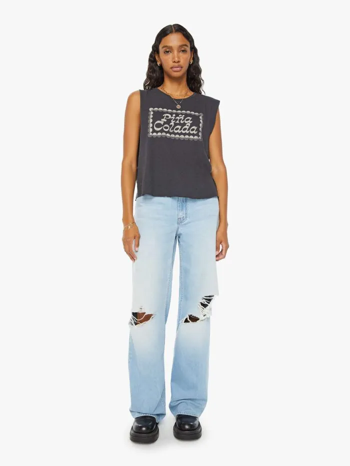 Women Tees Tanks Mother Denim The Lil Goodie Goodie Chop Black