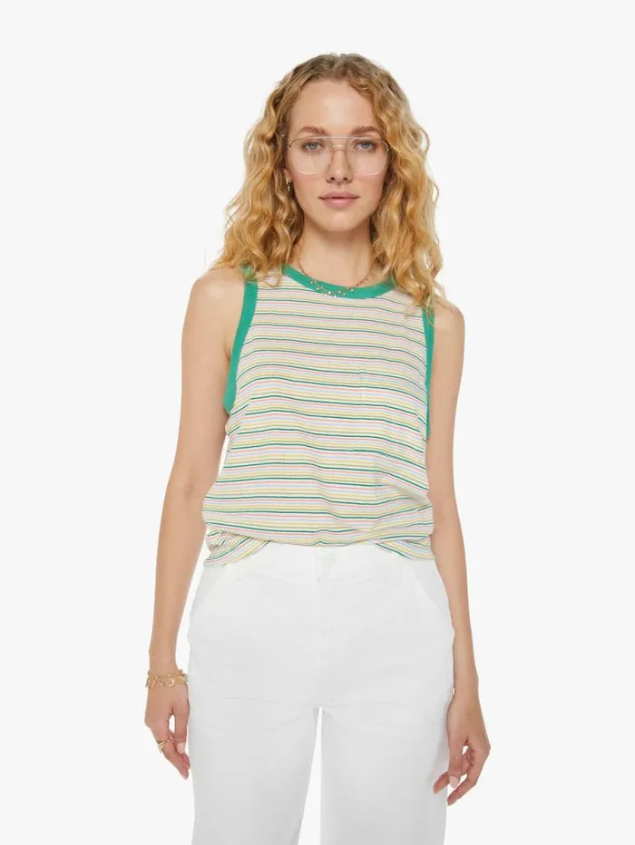 Women Tees Tanks Mother Denim The Strong And Silent Type Pocket Tee Green