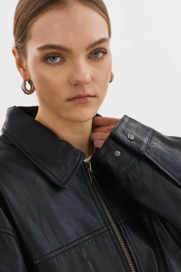 Women THEIA Leather Bomber Jacket Black LAMARQUE Leather Jackets Women THEIA Leather Bomber Jacket Black LAMARQUE Leather Jackets