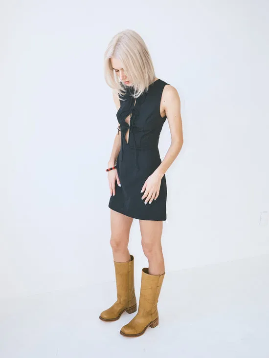 Women Tie Front Mini Dress Black Dresses Lisa Says Gah