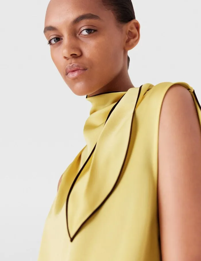 Women Tie Neck Top Chamomile Stella McCartney Shirts And Tops Women Tie Neck Top Chamomile Stella McCartney Shirts And Tops