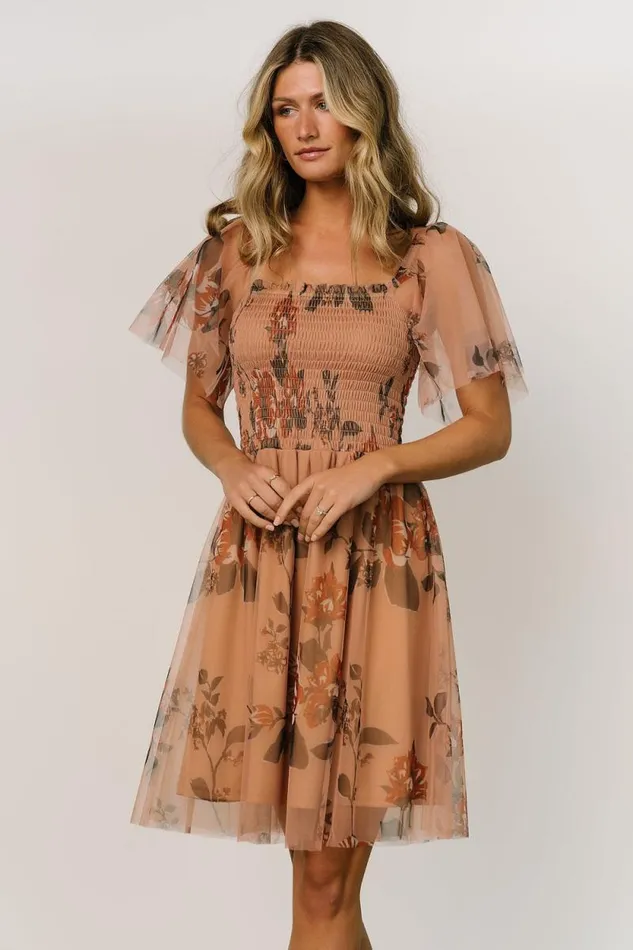 Women Tivoli Tulle Short Dress Copper Floral Baltic Born Short Dresses