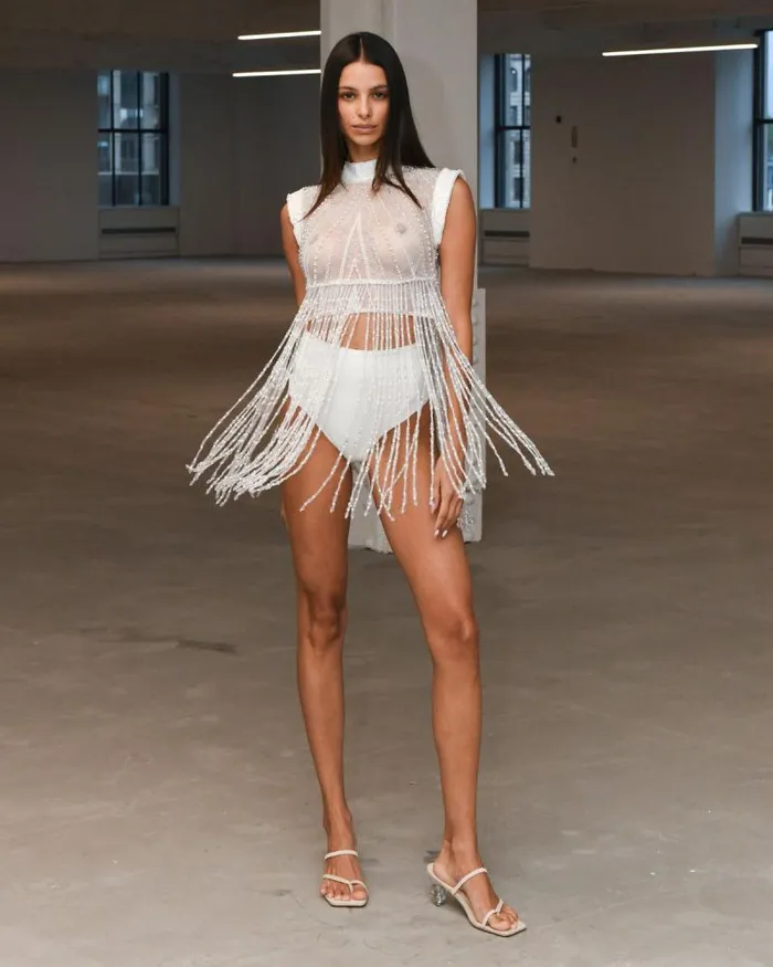 Women Tops and Bodysuits PatBO HANDBEADED LACE TOP EXCLUSIVE White