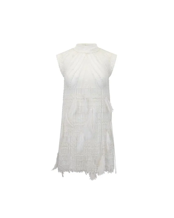 Women Tops and Bodysuits PatBO HANDBEADED LACE TOP EXCLUSIVE White
