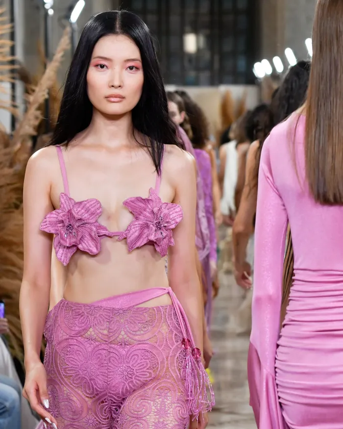 Women Tops and Bodysuits PatBO Metallic Jersey Orchid Bralette Lilac