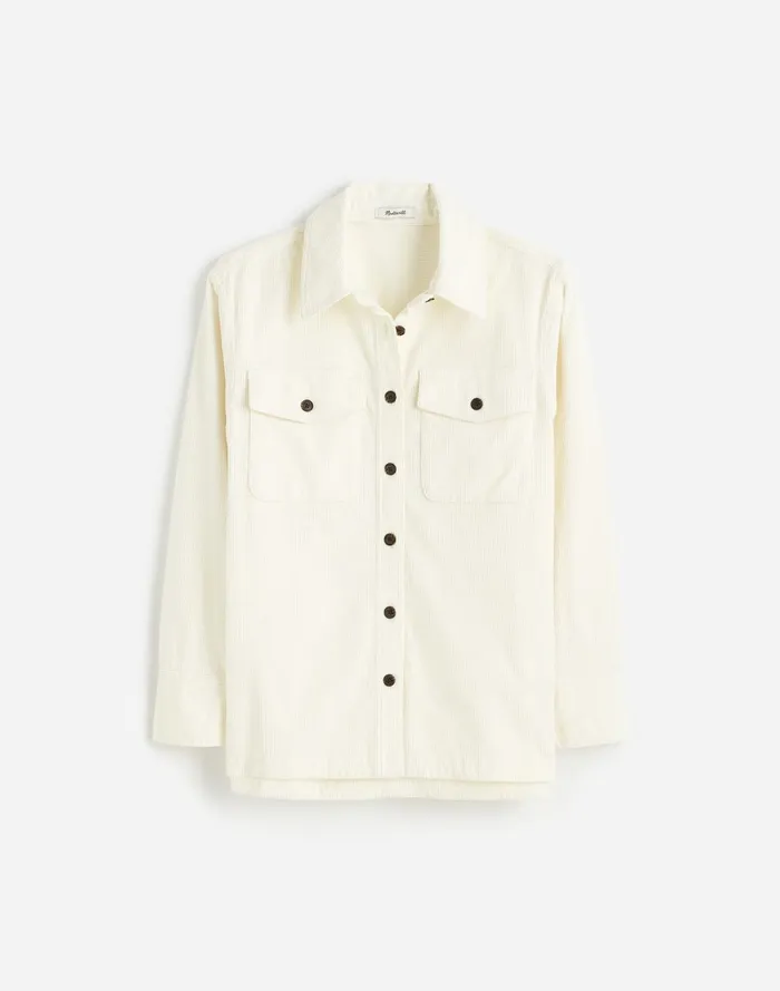 Women Tops and Shirts Madewell Corduroy Relaxed ShirtJacket Winter White