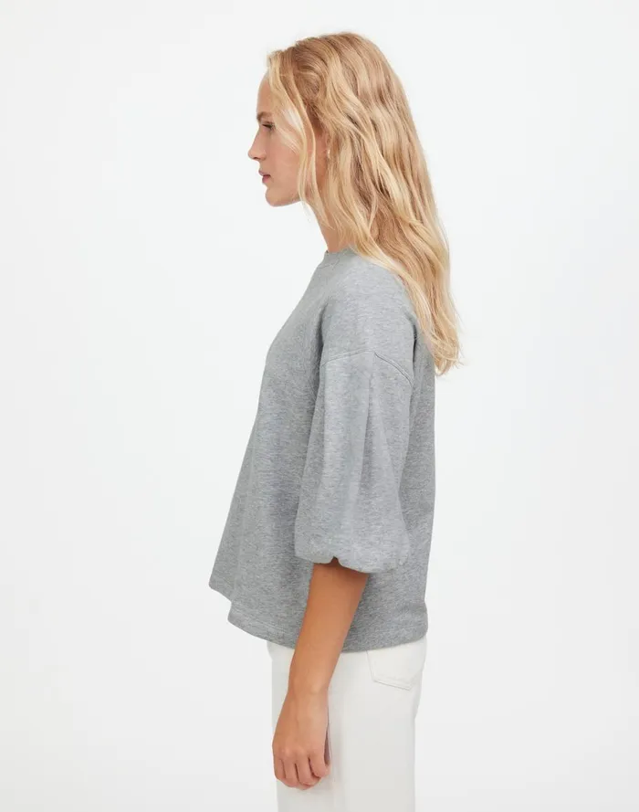 Women Tops and Shirts Madewell PuffSleeve Sweatshirt Tee Hthr Gym Class Grey