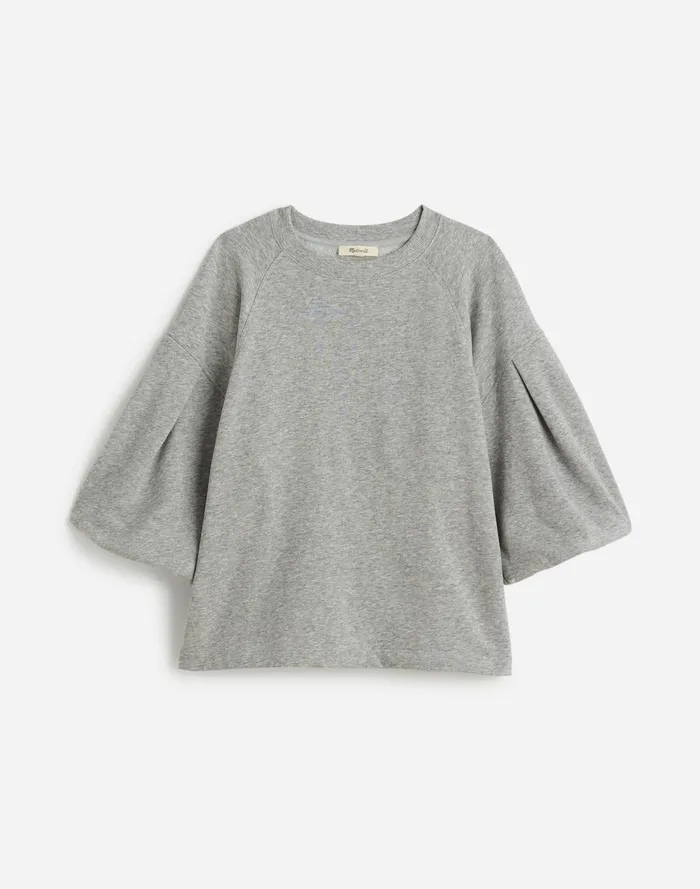 Women Tops and Shirts Madewell PuffSleeve Sweatshirt Tee Hthr Gym Class Grey