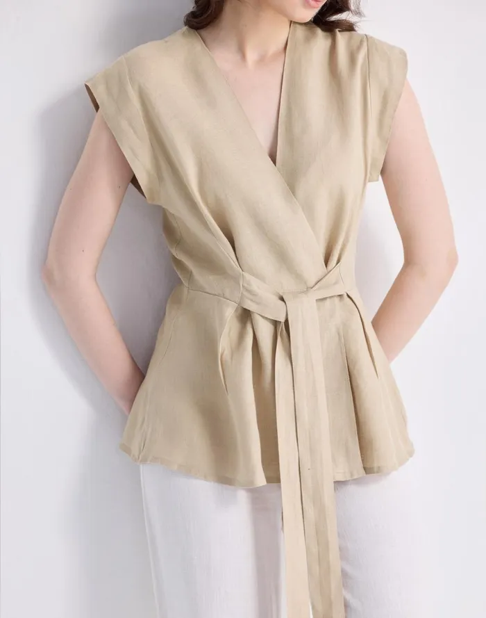 Women Tops and Shirts Madewell Reistor Power Moves Hemp Short Sleeve Top In Neutral Beige Beige