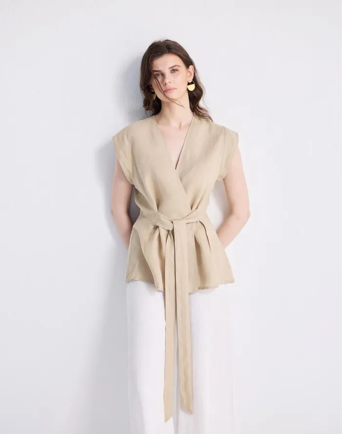 Women Tops and Shirts Madewell Reistor Power Moves Hemp Short Sleeve Top In Neutral Beige Beige