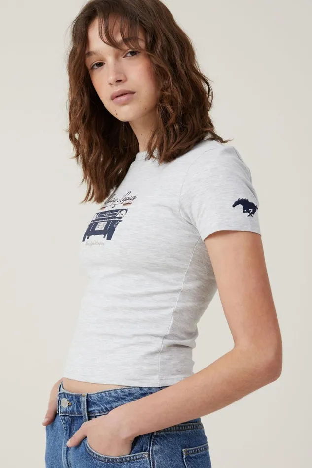 Women Tops Cotton On Fitted Longline Ford Tee Lcn Ford Originallight Grey Marle