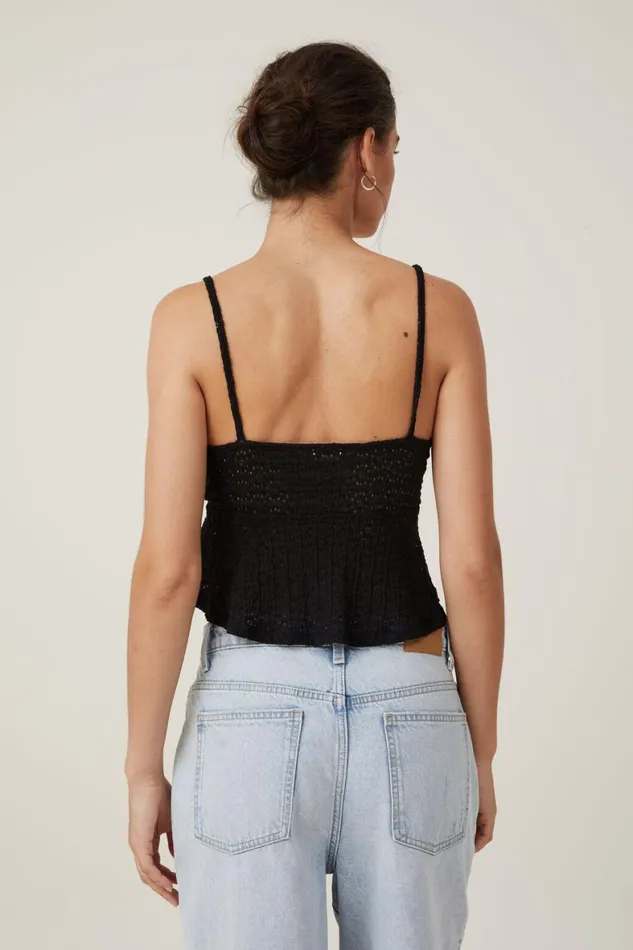 Women Tops Cotton On Luna Babydoll Cami Black