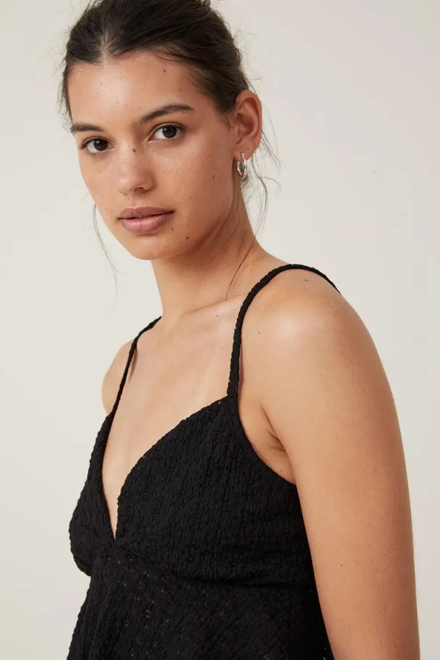 Women Tops Cotton On Luna Babydoll Cami Black