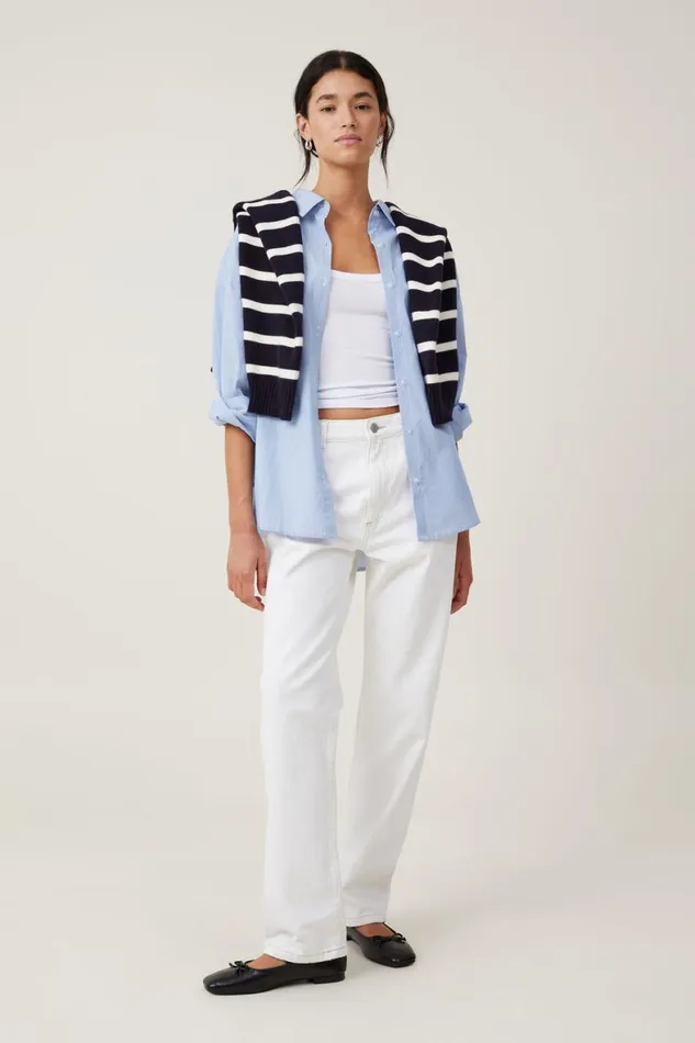 Women Tops Cotton On Noah Long Sleeve Shirt Gigi Blue Stripe