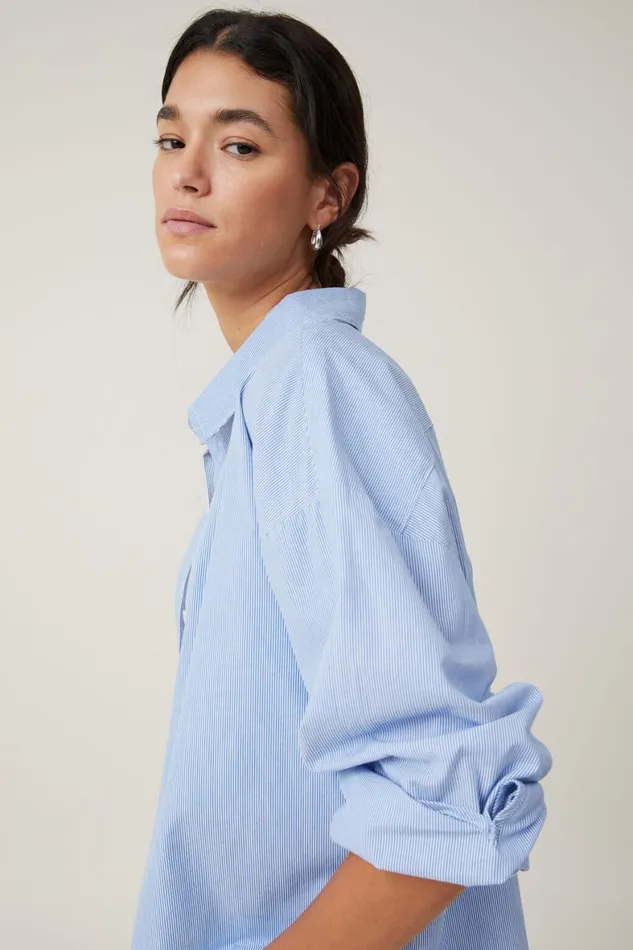 Women Tops Cotton On Noah Long Sleeve Shirt Gigi Blue Stripe