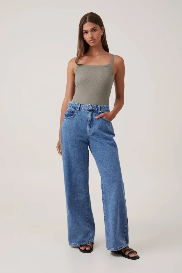 Women Tops Cotton On Rory Straight Neck Cami Woodland