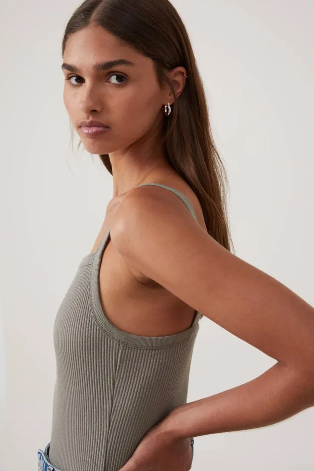Women Tops Cotton On Rory Straight Neck Cami Woodland
