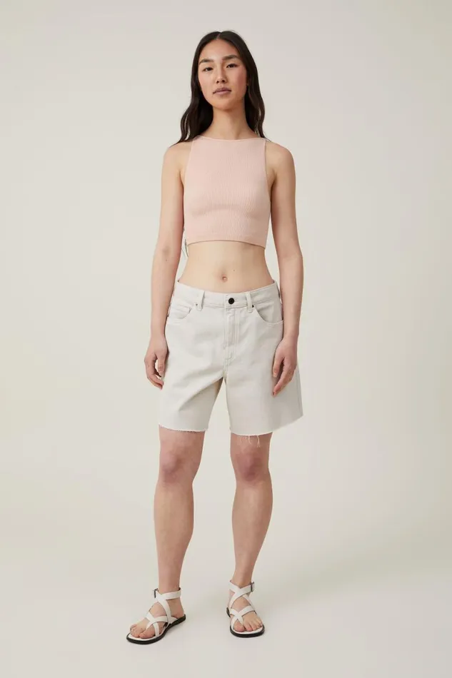 Women Tops Cotton On Seamless Benni High Neck Tank Chalk Pink