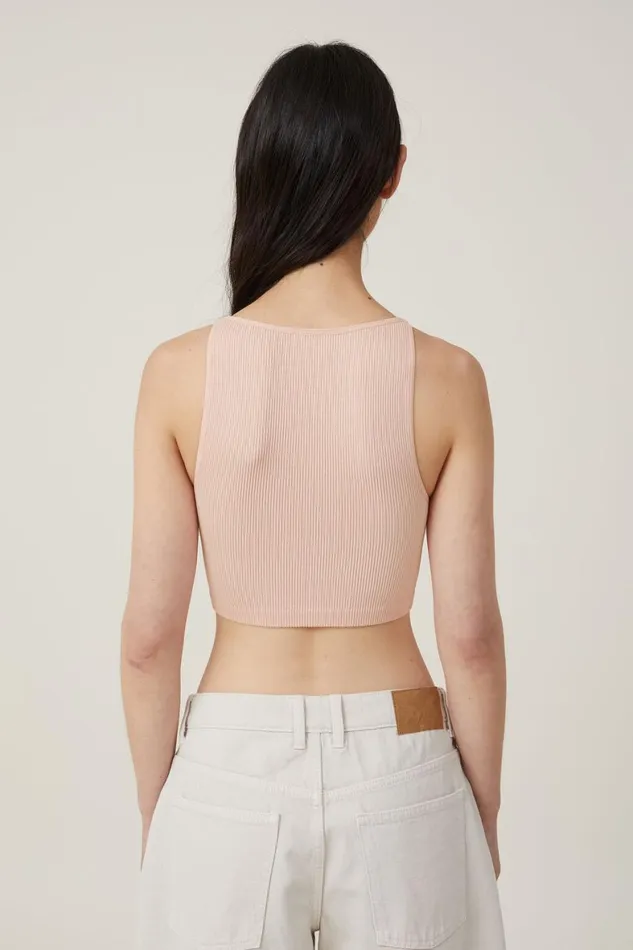 Women Tops Cotton On Seamless Benni High Neck Tank Chalk Pink