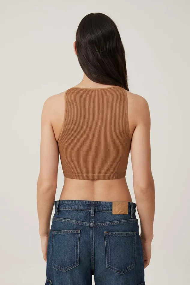 Women Tops Cotton On Seamless Benni High Neck Tank Pinecone