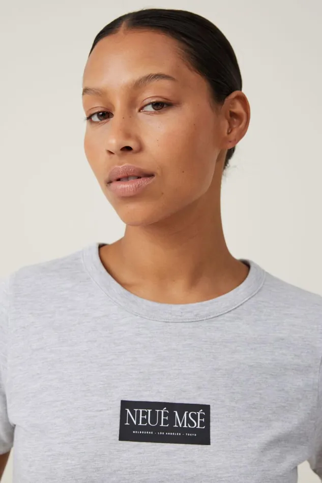 Women Tops Cotton On The 91 Classic Graphic Organic Tee Neue Muse Grey Marle