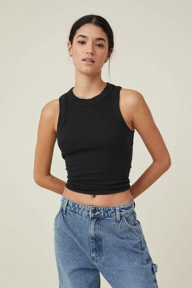 Women Tops Cotton On The 91 Tank Black