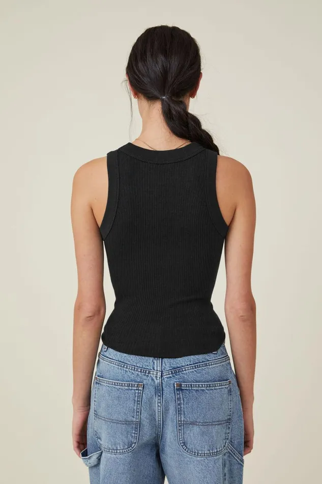 Women Tops Cotton On The 91 Tank Black