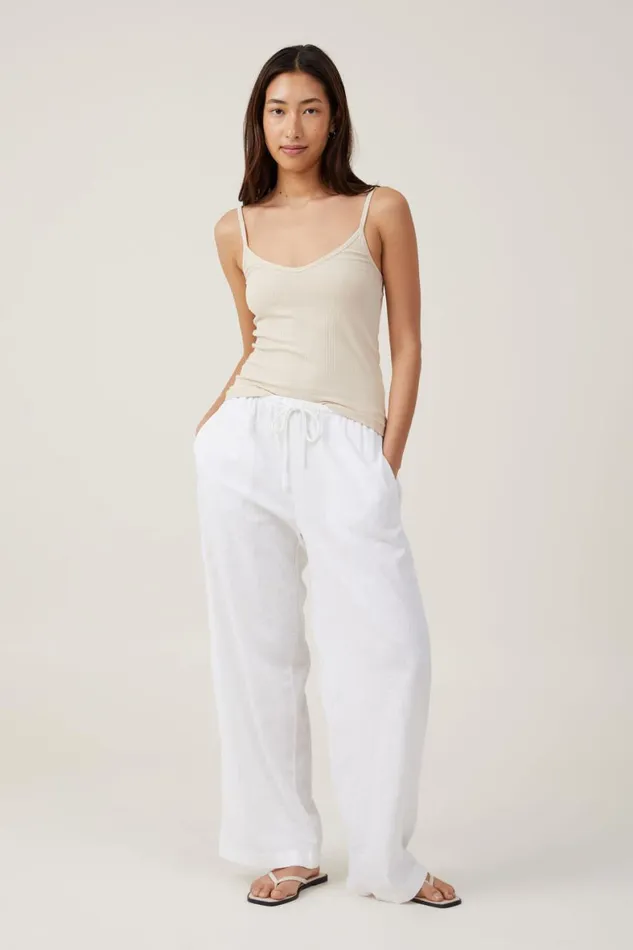 Women Tops Cotton On The One Organic Variegated Rib V Neck Cami Stone