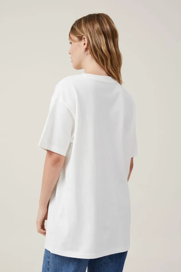 Women Tops Cotton On The Oversized Graphic Tee Speedway 500 Vintage White