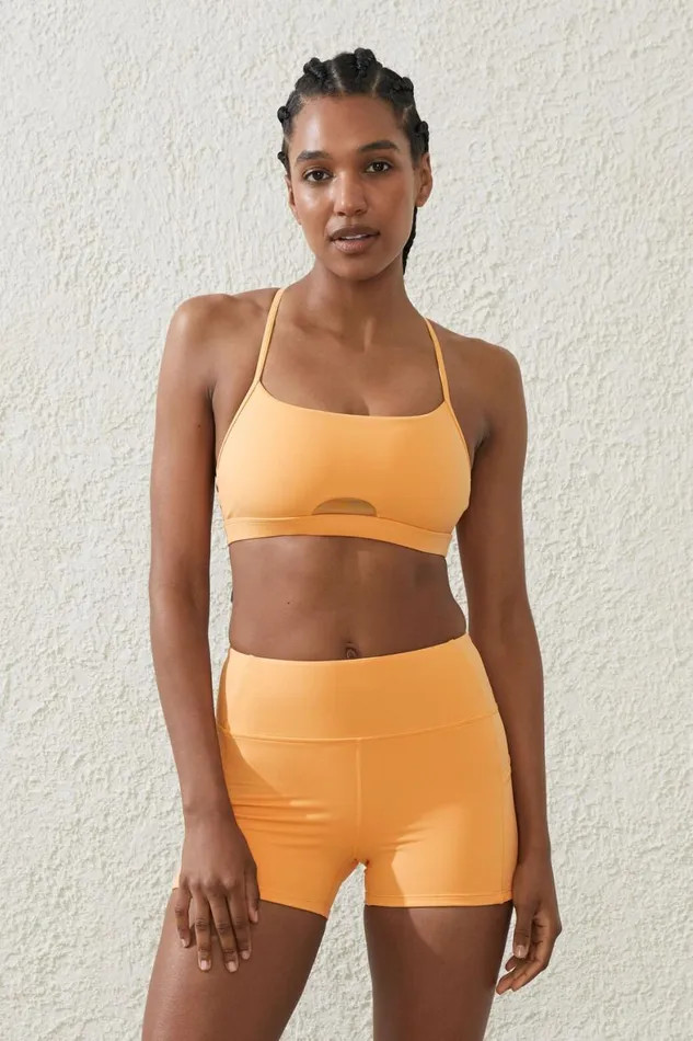 Women Tops Cotton On Ultra Luxe Mesh Strappy Crop Peachy Dream