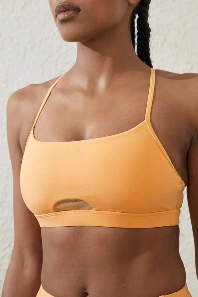 Women Tops Cotton On Ultra Luxe Mesh Strappy Crop Peachy Dream