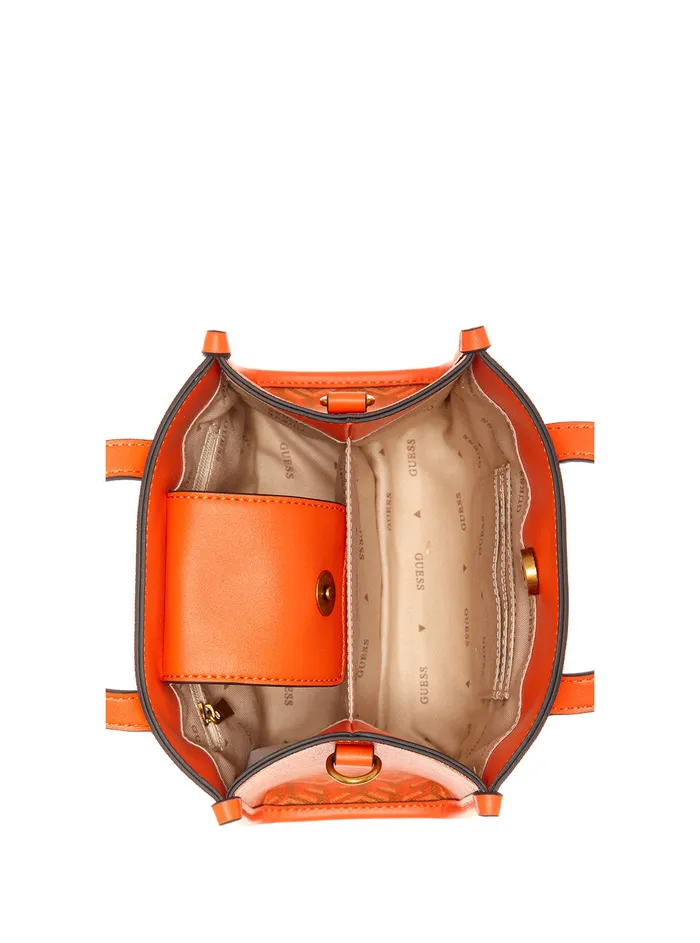 Women Tote Bags GUESS Orange Logo Silvana Mini Tote Bag