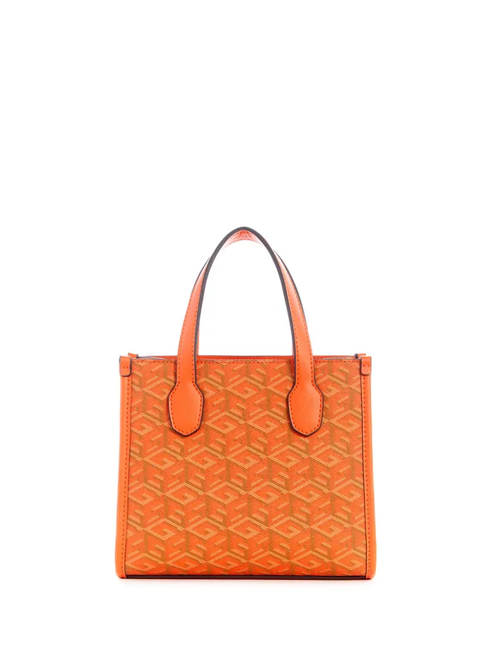 Women Tote Bags GUESS Orange Logo Silvana Mini Tote Bag