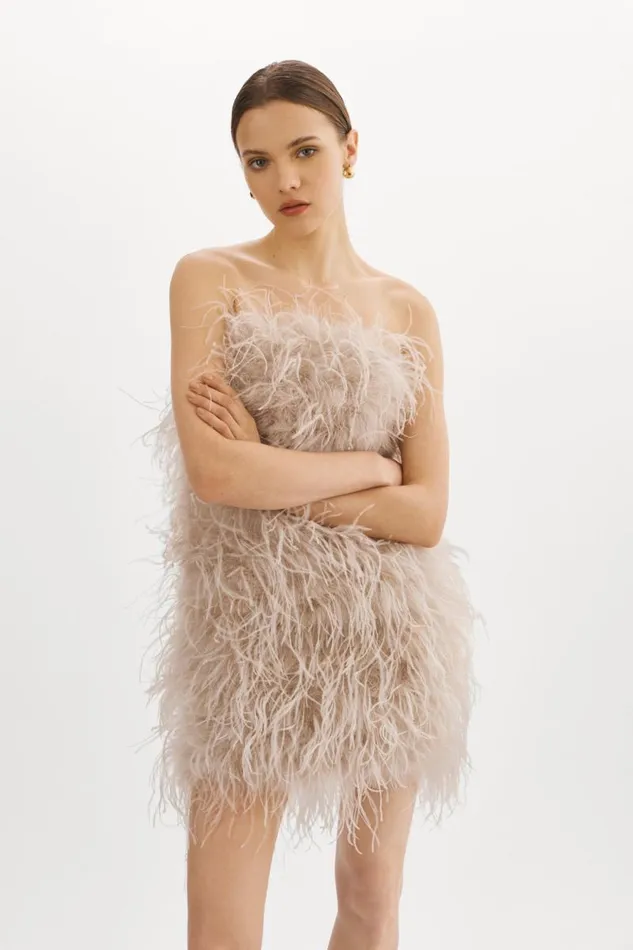 Women TRIANA Feather Dress Feather Pink LAMARQUE Dresses