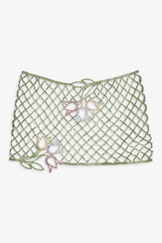 Women Tulip Grid Rhinestone Skirt Green For Love and Lemons Bottoms
