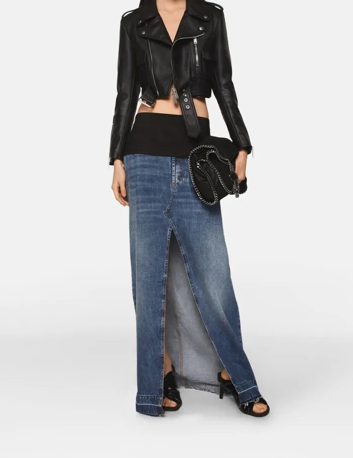 Women TuxedoInspired Denim MidiSkirt Vintage Wash Denim Stella McCartney Denim Women TuxedoInspired Denim MidiSkirt Vintage Wash Denim Stella McCartney Denim