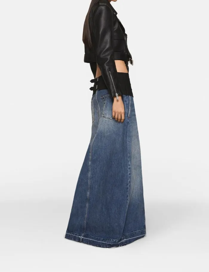 Women TuxedoInspired Denim MidiSkirt Vintage Wash Denim Stella McCartney Denim Women TuxedoInspired Denim MidiSkirt Vintage Wash Denim Stella McCartney Denim