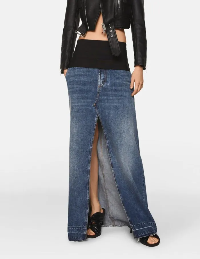 Women TuxedoInspired Denim MidiSkirt Vintage Wash Denim Stella McCartney Denim Women TuxedoInspired Denim MidiSkirt Vintage Wash Denim Stella McCartney Denim