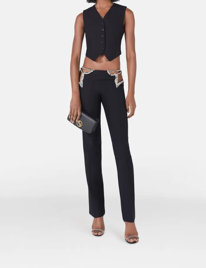 Women Ultra Low Rise Diamant Star Trousers Black Stella McCartney Tailoring Women Ultra Low Rise Diamant Star Trousers Black Stella McCartney Tailoring